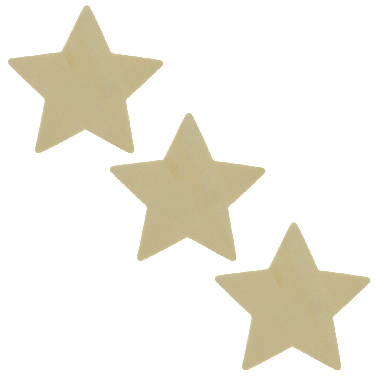 Set of 3 Unfinished Wooden Star Shape Cutout DIY Craft 3.5 Inches